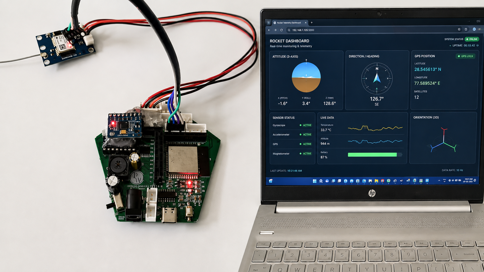 3-Axis Orientation & GPS Tracking System – Rocket Model